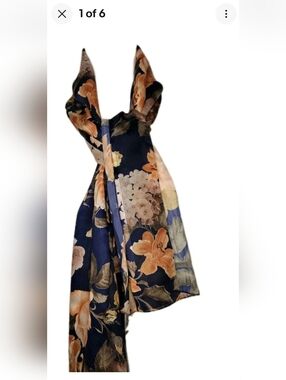 Montgomery Wards Berkshire Vintage Women's Floral Scarf 30x58 New With Tags